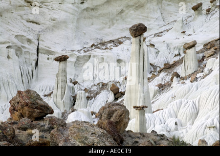 Wahweap Hoodoo Toadstoool Gosts bianca scalinata di pietra calcarea Escalante monumento nazionale USA Utah Foto Stock