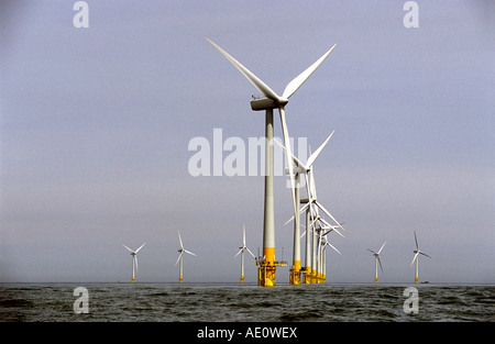 Offshore wind farm, Scroby Sands, Great Yarmouth, Norfolk, Regno Unito. Foto Stock