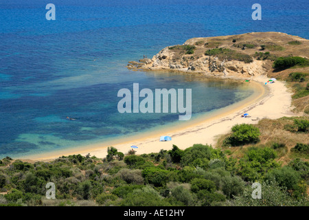 Sarti Beach sulla penisola di Sithonia sulla penisola di Chalcidice in Grecia Foto Stock