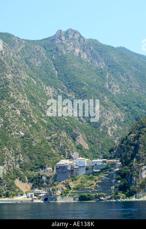 Monastero di Dionysiou su i monaci repubblica Athos sulla penisola di Chalcidice Foto Stock