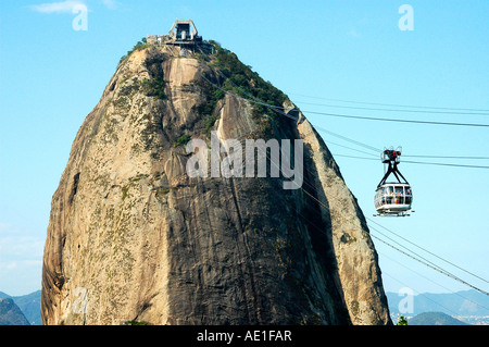 La montagna Sugar Loaf e la Funivia di Rio de Janeiro in Brasile Foto Stock