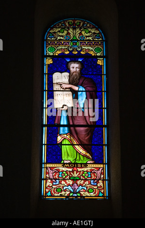 Foto di stock di vetrate a Les Soeurs de Notre Dame de Sion Monastero a Gerusalemme Foto Stock