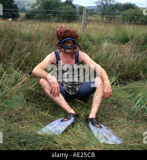 Il mondo Bog Snorkelling campionati è tenuto annualmente in una metà del Galles torbiera in Waen Rhydd, Llanwrtyd Wells, Powys, Wales, Regno Unito KATHY DEWITT Foto Stock