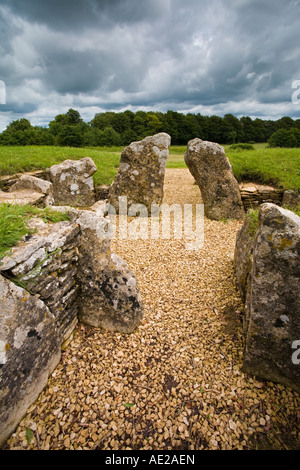 Nympsfield long barrow preistorici camera di sepoltura Foto Stock