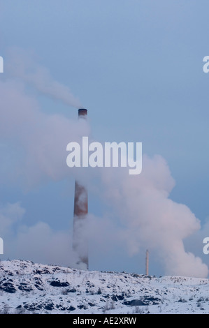 Vale Superstack la mattina con volute di vapore, maggiore Sudbury, Ontario, Canada Foto Stock