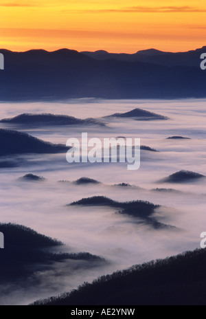 Alba sul Nantahala Foresta Nazionale di monti Appalachi N Carolina USA, da Bill Lea/Dembinsky Foto Assoc Foto Stock