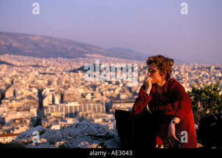 La Grecia, Atene, Filopapou Hill in sera Foto Stock