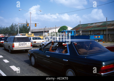 Porto di Spagna Trinidad Street traffico di scena Foto Stock