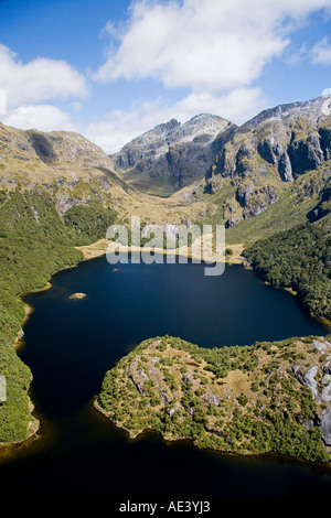 Lago Norwest Parco Nazionale di Fiordland Isola del Sud della Nuova Zelanda antenna Foto Stock