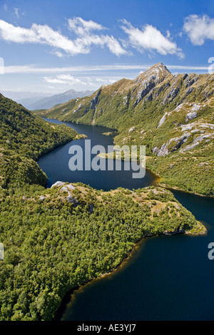 Lago Norwest Parco Nazionale di Fiordland Isola del Sud della Nuova Zelanda antenna Foto Stock