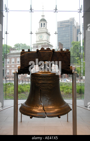 Liberty Bell e Independence Hall di Filadelfia in Pennsylvania PA USA Foto Stock