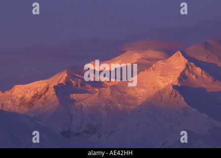 Alpenglow, Mt Mckinley, Mt Parco Nazionale e Riserva di Denali in Alaska, Stati Uniti d'America, da Bill Lea/Dembinsky Foto Assoc Foto Stock