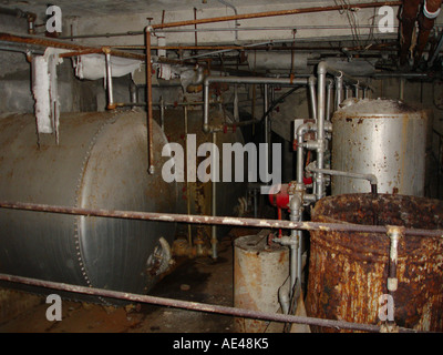 Sala caldaia derelitti Upstate New York farm. Stati Uniti d'America. Foto Stock