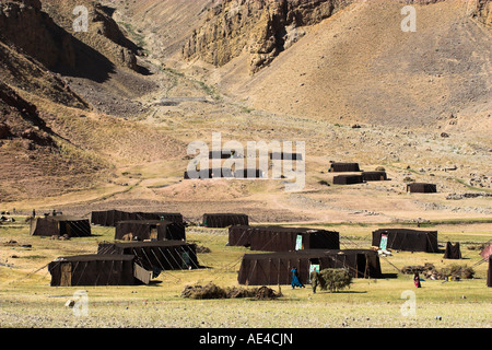 Estate yurta di camp di Aimaq semi-nomadi, tra Chakhcharan e marmellata, Pal-Kotal-i-Guk, Afghanistan, Asia Foto Stock