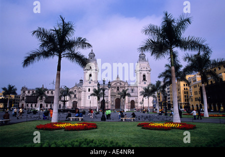 Plaza de Armas e la Cattedrale di Lima, Perù, Sud America Foto Stock