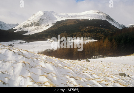 Craig Mellon e Cairn Broadlands con tempesta di neve Foto Stock