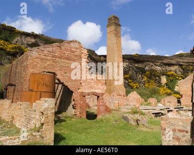 Rovinato resti di Porth Wen 'Il Porto bianco' laterizi sull isola di Anglesey North Wales UK Gran Bretagna Foto Stock