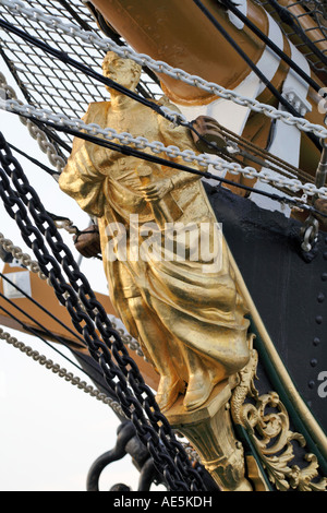 Polena sulla prua di Amerigo Vespucci nave scuola. Foto Stock