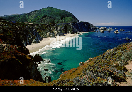 Le belle acque turchesi del BIG SUR COAST BIXBY BRIDGE CALIFORNIA Foto Stock
