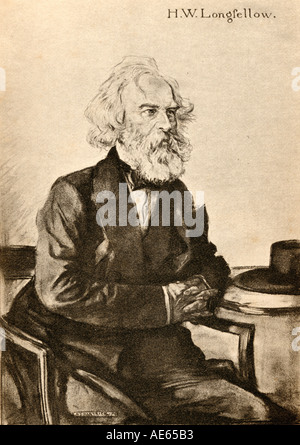 Henry Wadsworth Longfellow, 1807 - 1882. Poeta americano ed educatore. Foto Stock