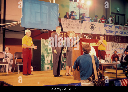 Ronald Reagan di campagna elettorale per il Presidente degli Stati Uniti d'America ottobre 1980 presso il College di Eureka Eureka Illinois suo al Foto Stock