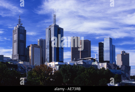 Il distretto centrale degli affari da Princes Bridge Melbourne Victoria Australia Foto Stock