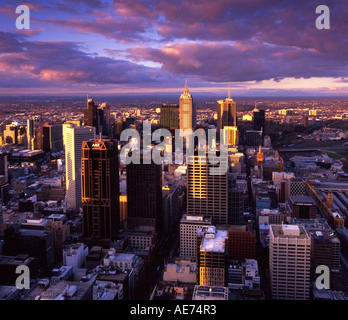 Il CBD di Melbourne e da sopra Victoria Australia Foto Stock