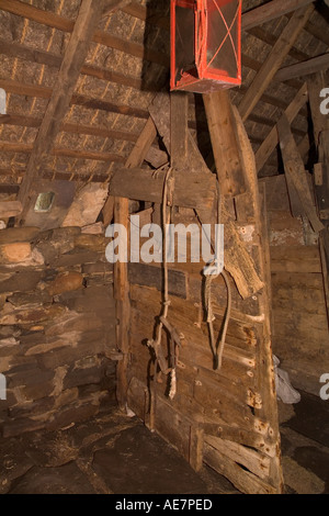 Dh Shetland croft house museum SOUTHVOE SHETLAND Shetland cavallo stabile per gli animali della fattoria Foto Stock