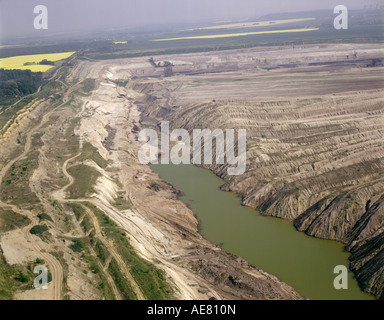 La lignite scavando vicino a Leipzig, mining dump, Germania, Sassonia Foto Stock