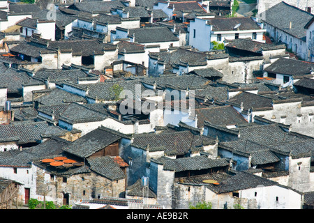 Vista sul tetto Likeng Huizhou antico villaggio di stile Wuyuan County Cina Foto Stock