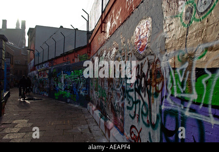 Graffiti sui muri in Werregaren Straat Gent Belgio Foto Stock