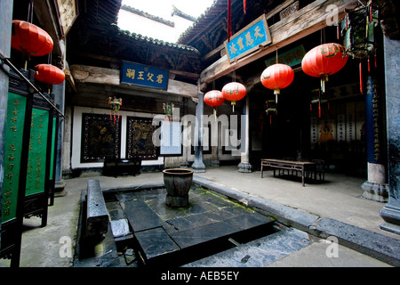 Cortile interno Lightwell Huizhou antico stile villaggio cinese Xidi Cina Foto Stock