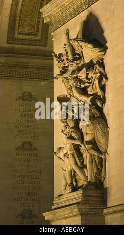 Parigi, Francia, scultura sul lato del Arc de Triomphe Foto Stock