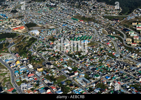 Vista aerea di Ushuaia Tierra Del Fuego Argentina America del Sud Foto Stock