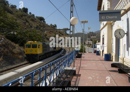 La stazione ferroviaria e la piattaforma a El Chorro Andalusia Foto Stock