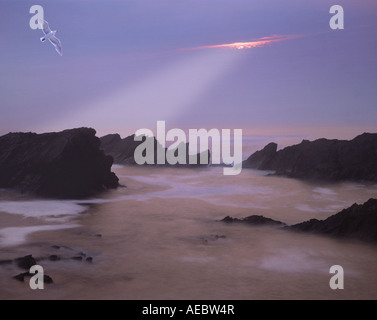 IE - CO.KERRY: tramonto sulla baia di Ballyferriter sulla penisola di Dingle Foto Stock