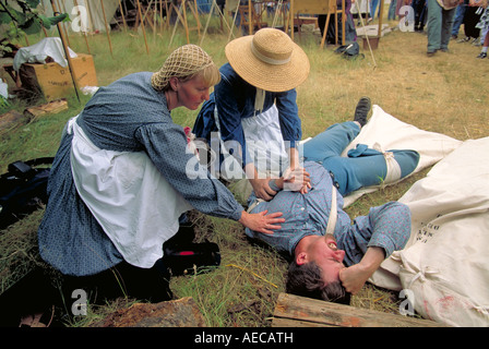 Elk255 3951 Oregon Willamette missione SP Guerra civile encampment Unione ospedale da campo Foto Stock