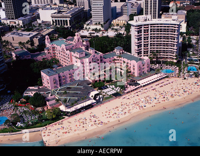 Honolulu e Waikiki Beach & Royal Hawaiian Hotel Foto Stock