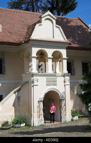 Prima Scuola Rumena museo nella motivazione della Cattedrale di San Nicola, Brasov, Transilvania, Romania Foto Stock