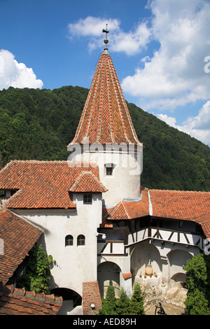 Torretta in Castello di Bran, crusca, vicino a Brasov, Transilvania, Romania Foto Stock