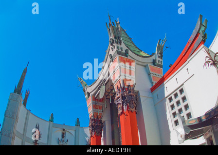 La facciata esterna del Grauman Chinese Theatre di Hollywood Los Angeles California Foto Stock