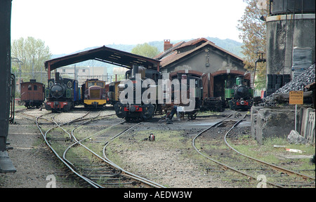 Motori a vapore, Chemine de fer du Vivarais, Tournon, Ardeche, Francia, Europa treno turistico, Tournon - Boucieu-le-Roi-Lamastre Foto Stock