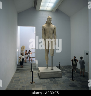 Statua arcaica Museum Samos Isole Greche Grecia Hellas Foto Stock