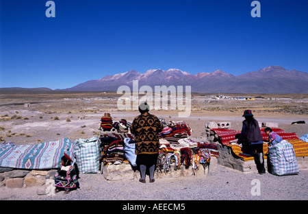 Souvenir turistici mercato ad un cafe alta sul altiplano, Perù, Sud America Foto Stock