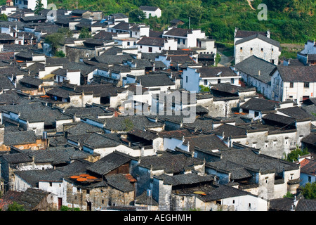Vista sul tetto Likeng Huizhou antico villaggio di stile Wuyuan County Cina Foto Stock