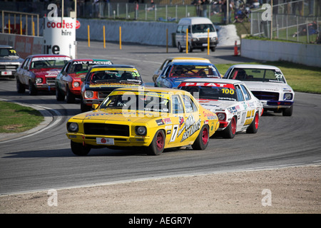 Australian HQ Holden sedan car racing motorsport azione da Perth la Barbagallo Raceway Foto Stock