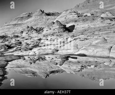 Riflettente stagno di acqua di pioggia sulla Scogliera Vermillion deserto Arizona Utah Foto Stock