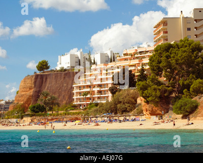 La zona esclusiva di Puerto Portals, Playa Oratori de Portals e il porto turistico di Puerto Portals, Portals Nous, Ponent Region, Mallorca Foto Stock