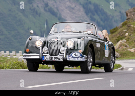 Jaguar XK 150, Anno di costruzione 1958, Alpi Rallye 2007, Kitzbuehel, Tirolo, Austria Foto Stock