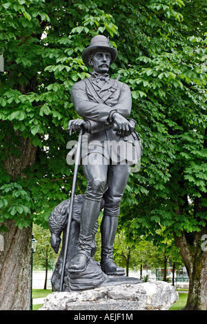 Bad Aussee, statua dell'arciduca Johann, Salzkammergut, Stiria, Austria Foto Stock